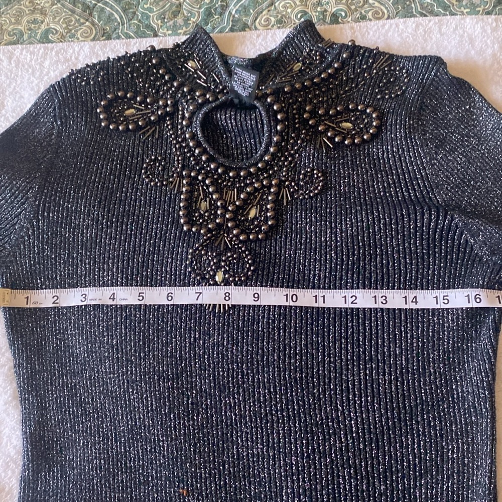 Lauren Michelle Medium Long Sleeve Metallic Beaded - Picture 6 of 7